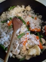 rice, . frying, chicken, veg